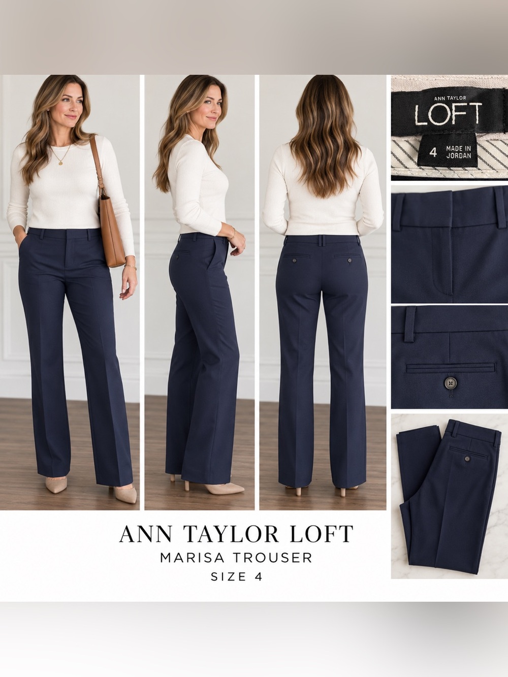 Ann Taylor LOFT Marisa Trouser Bootcut in Navy Size 4